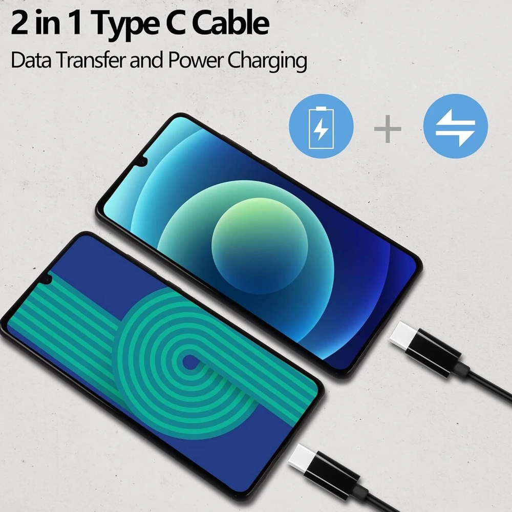 2-in-1 Usb-c įkrovimo laidas su dviem Type-c jungtimis, 1m