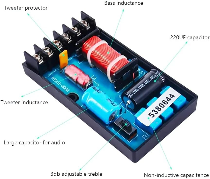 Kompiuterio kolonėlės 2-juostis garsiakalbių krosoveris 120w-220w, 3000hz