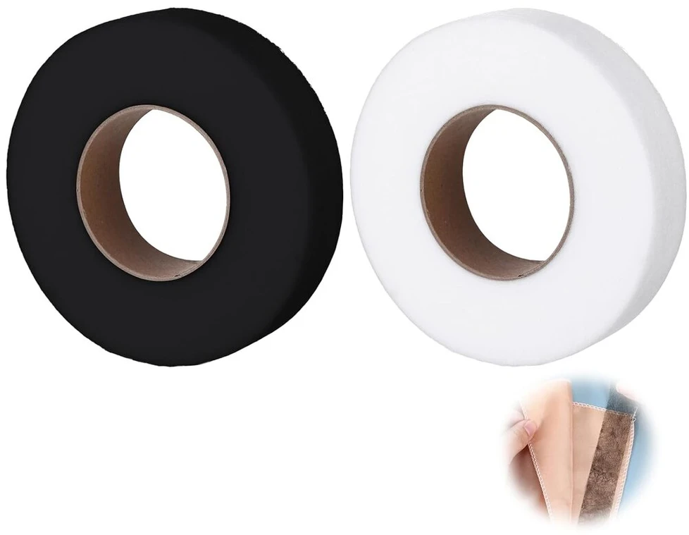 2 juostos fliseline termo juosta užlyginimui, 25 mm užuolaidų juosta užlyginimui, termo juosta užlyginimui, termo juosta užuolaidoms užlyginimui, skalbiama termo juosta užlyginimui užuolaidų trumpinimui, 64 m/ritinys