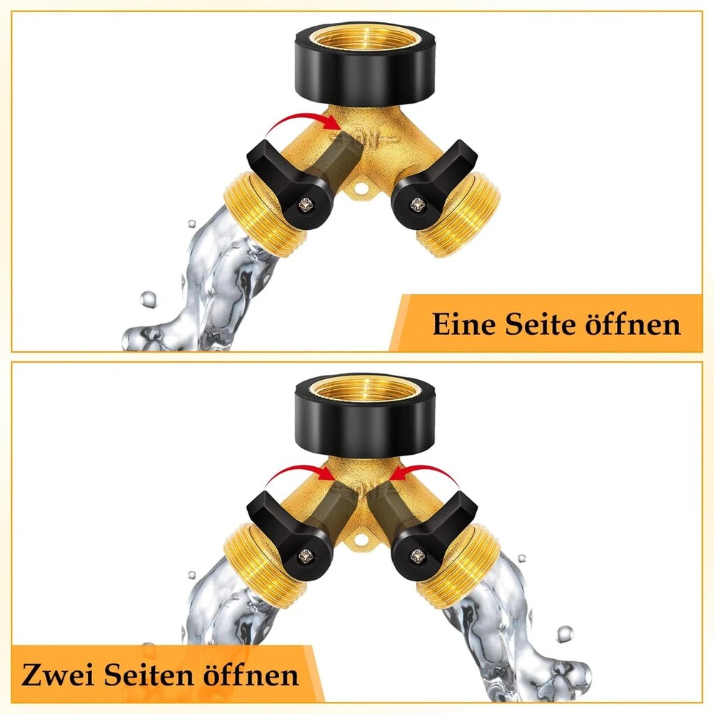 2 krypčių vandens skirstytuvas 3/4 colio, vandens jungties skirstytuvas, y skirstytuvas, 2 įrenginių vandens jungtis su atskiru jungikliu, skirtas naudoti ant skalbimo mašinos, virtuvėje, sode, vejoje