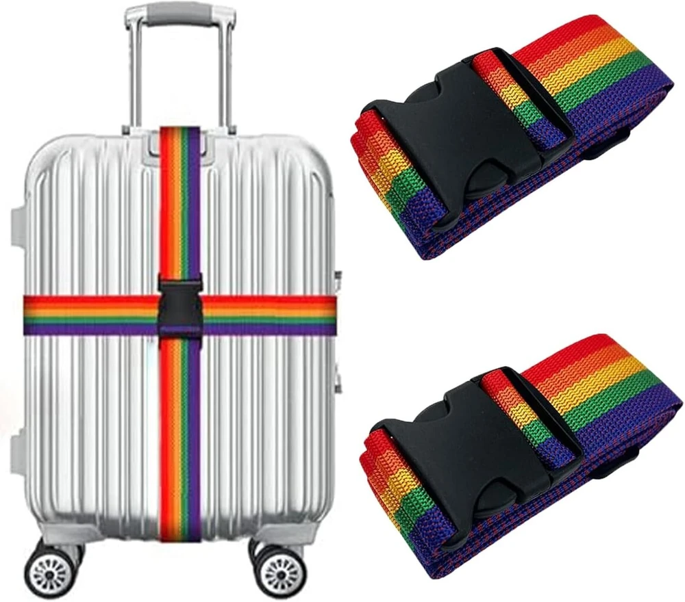 2 lagamino diržų rinkinys, lagamino diržas, ypač akį traukiantis lagamino diržas, patvarūs personalizuoti lagamino diržai, lagaminų uždarymas keliaujant, reguliuojamas, neslystantis kelioninis priedas