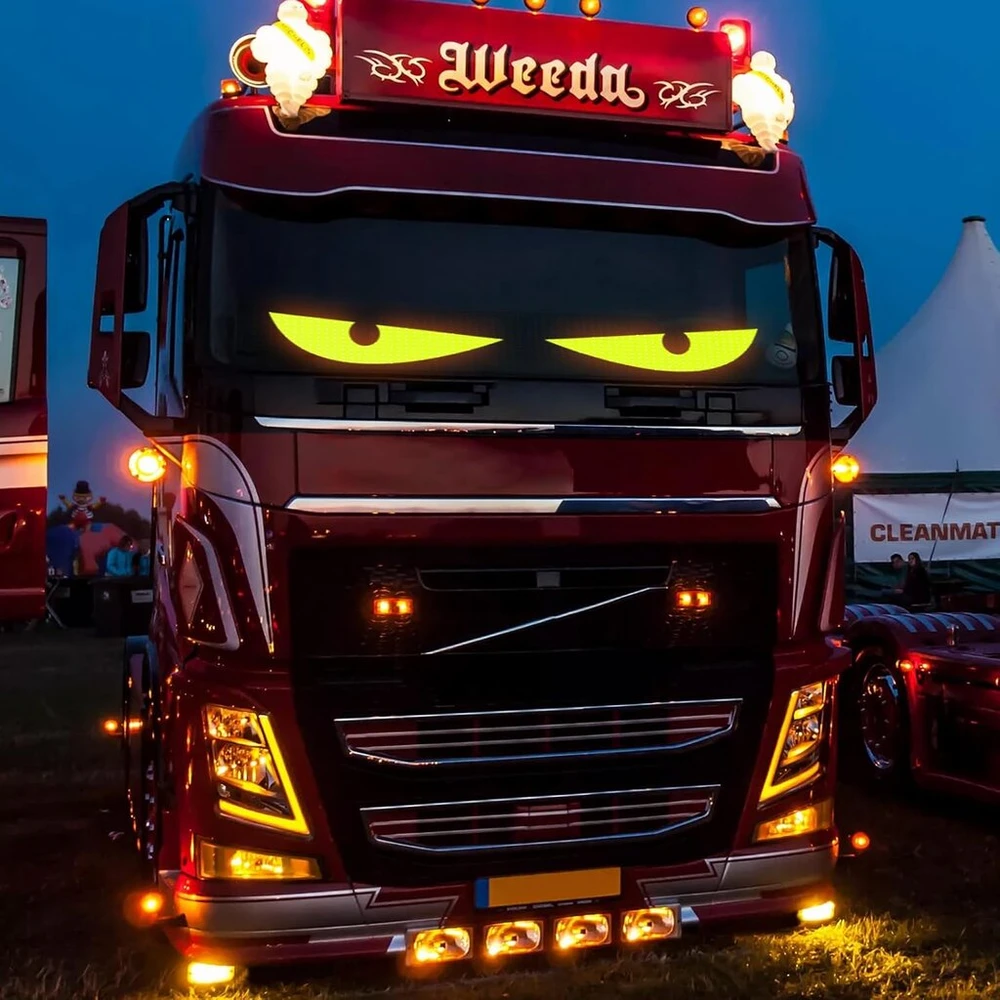 2 led akių rinkinys sunkvežimiams ir automobiliams, velnio akių lemputė automobiliams, lankstus programuojamas led ekranas verslui, led užrašų šviesos reklama personalizuotas šviesos ženklas (2 x 35 x 10 cm)