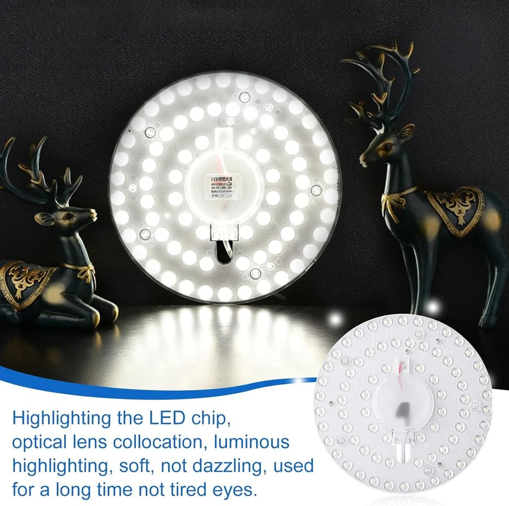 Lubinis šviestuvas 2 Led modulių konvertavimo rinkinys: 24 W modulis lubiniams šviestuvams, konvertavimo plokštė su laikomaisiais magnetais, modernizuota Led plokštė lubiniam šviestuvui, žiedinis modulio žiedinis šviestuvas, skersmuo 19,2 cm, balta 6000 K