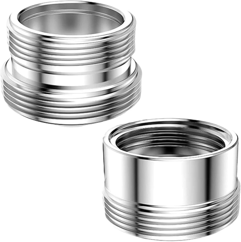 2 metalinių maišytuvo adapterių rinkinys nuo 18 mm iki 22 mm / nuo 22 mm iki 18 mm, vandenį taupantis metalas, maišytuvo aeratorius, metalinis adapteris vandeniui taupyti skirtam virtuvės maišytuvui