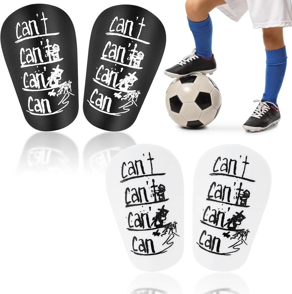 2 poros futbolo blauzdų apsaugų, mini blauzdų apsaugos, can't can, smūgiams atsparios kojų apsaugos nuo susidūrimo, kojų apsaugos suaugusiems, vaikams ir paaugliams, futbolo dovanos berniukams, juoda + balta