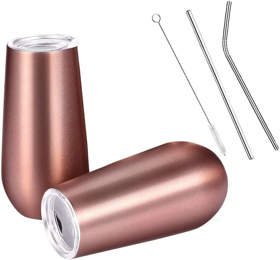 2 šampano taurių rinkinys, nerūdijančio plieno šampano taurės, rožinio aukso spalvos šampano taurė, vyno taurė su dangteliu, 170 ml izoliuotas varinis puodelis, vyno šampano puodelis