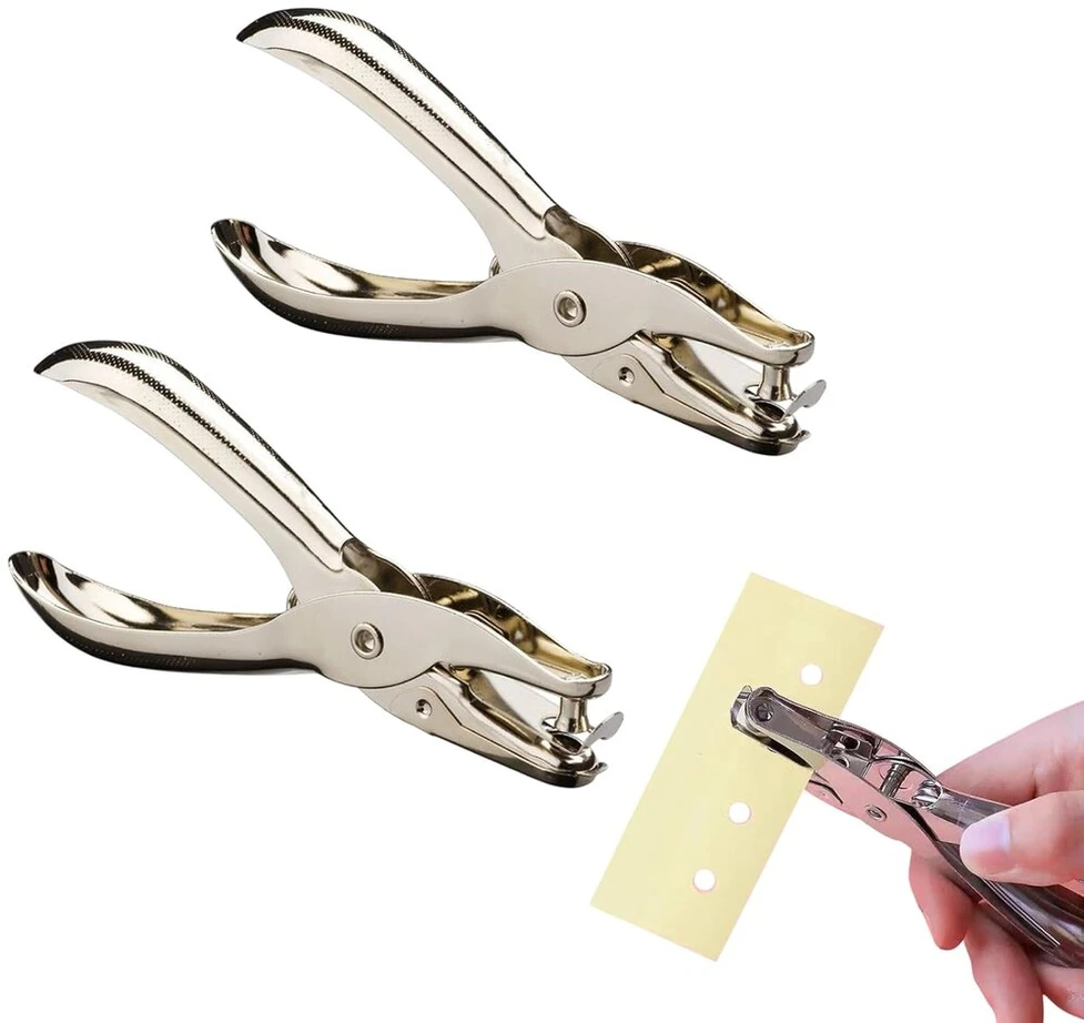 2 vienetų pakuotė vienos skylės perforatoriai, apvalūs skylmušiai, metalinės perforavimo replės, skirtos popieriui, nuotraukoms, atvirukams, kortelėms (3 mm/6 mm)