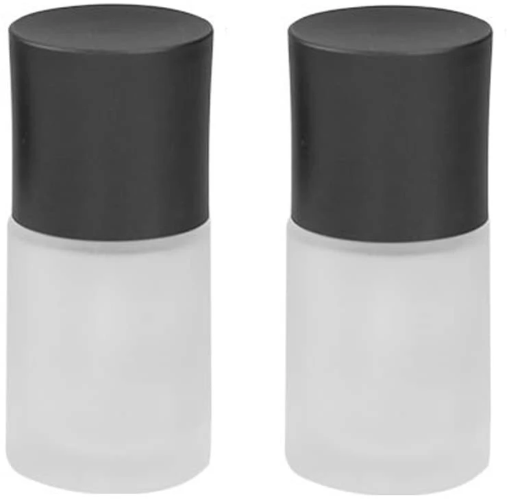 2 vnt. 30 ml daugkartinio naudojimo tuščias stiklinis buteliukas su juodu dangteliu, matinis buteliukas, nešiojamas pagrindo buteliukas, kosmetikos indelis losjonui, pagrindui