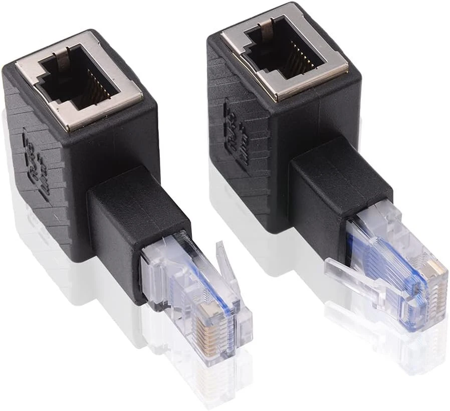2 vnt. 90° kampiniai Ethernet adapteriai (dešinys + kairys)
