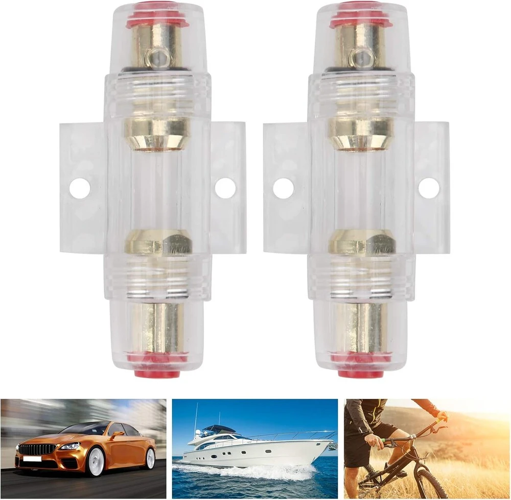 2 vnt. automobilio audio agu saugiklio laikiklis, automobilio audio saugiklių dėžutė su 60a 80a saugiklio laikikliu, skirtas 4 6 8 gabarito laidams 12-24 v