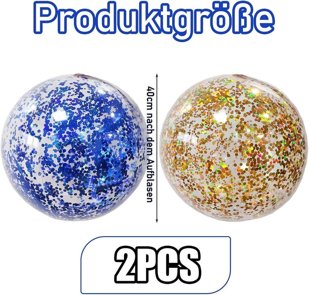 2 vnt. blizgančių vandens kamuolių rinkinys, pripučiamas vandens kamuolys, kūdikių paplūdimio vaikų, pripučiamas blizgantis vandens kamuolys, vaikų baseinas, pripučiamas kamuolys vasaros vandens žaidimams 40 cm