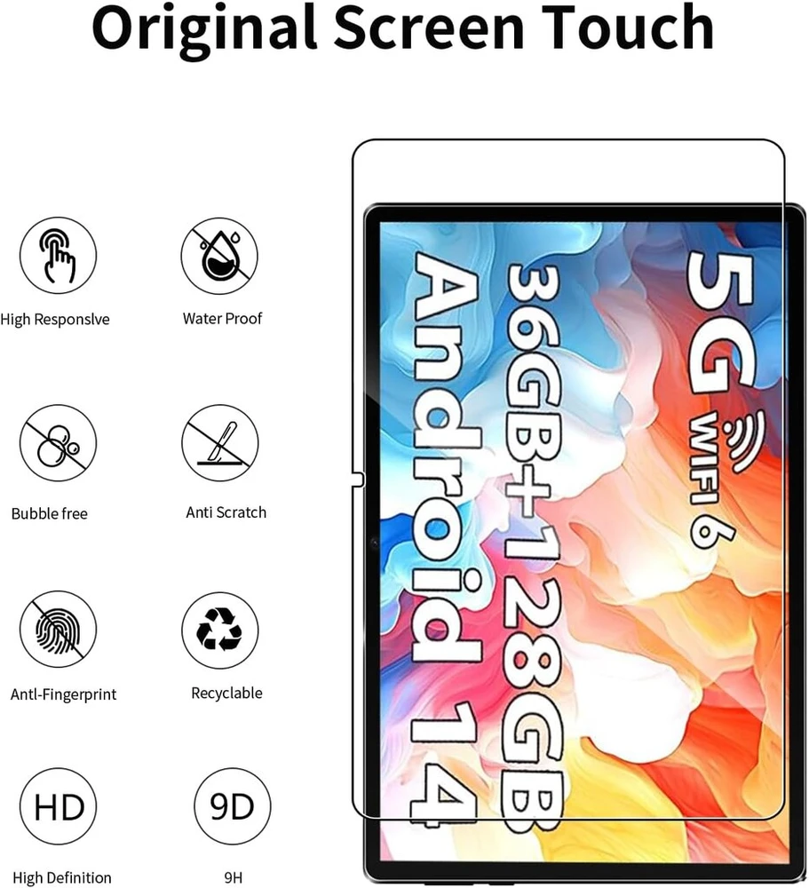 2 vnt. grūdinto stiklo ekrano apsauga, skirta pixpeak 10 colių android planšetiniam kompiuteriui - didelis skaidrumas, atsparumas įbrėžimams, apsauga nuo pirštų atspaudų