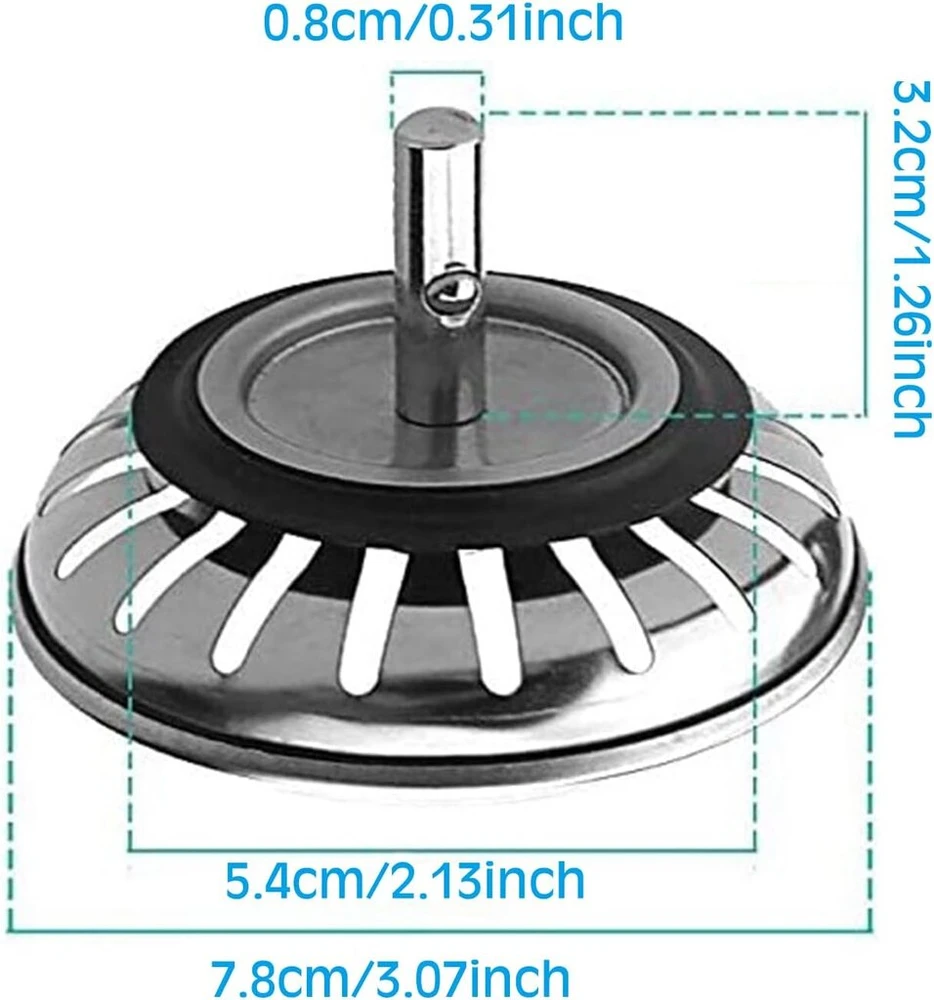2 vnt. kriauklės filtras, nerūdijančio plieno, 78 mm