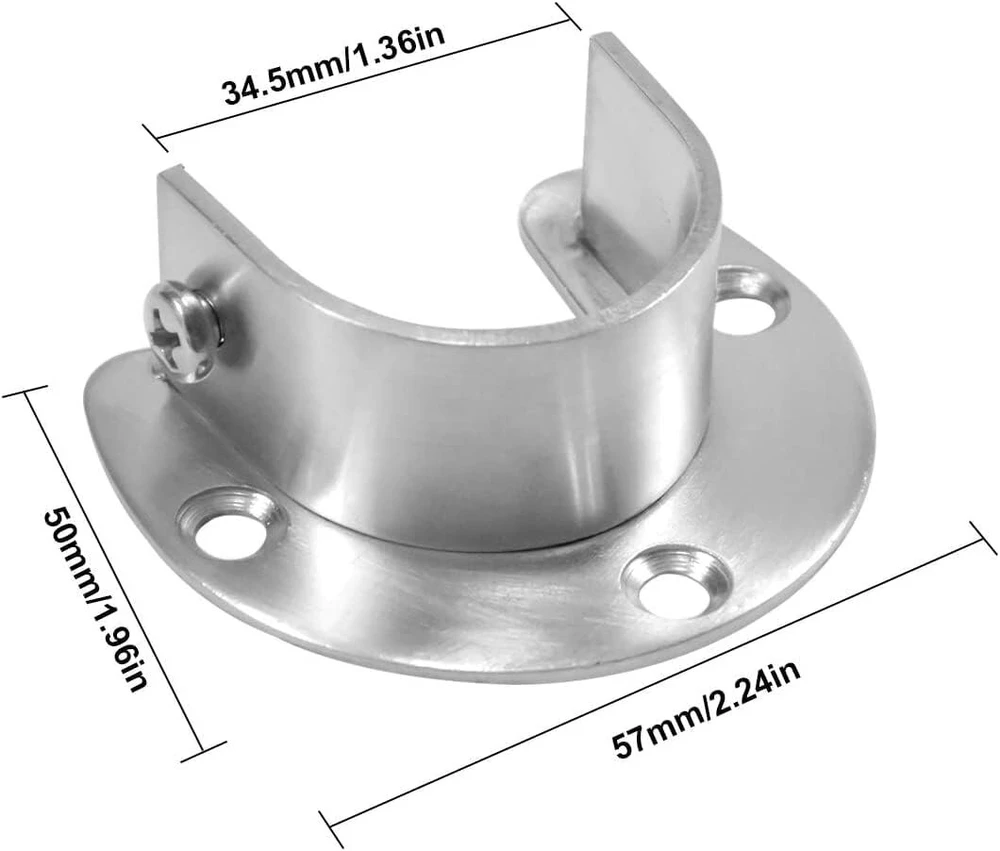 2 vnt. nerūdijančio plieno U formos laikikliai drabužių strypams, 32 mm