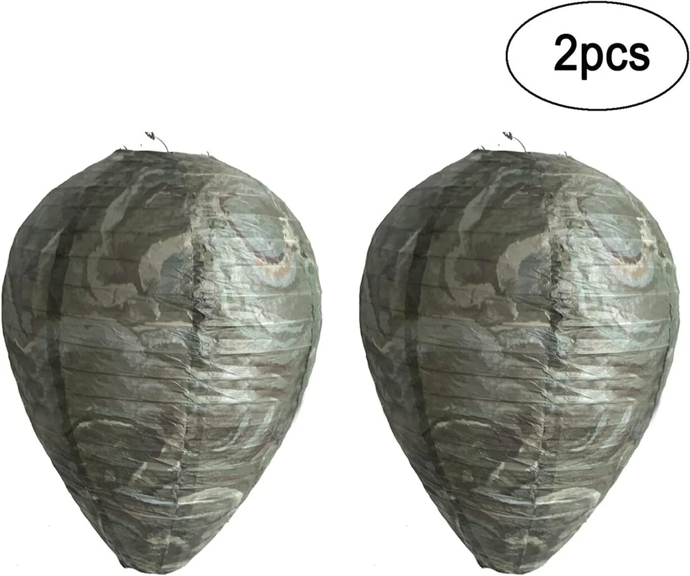 2 vnt. netikras vapsvų lizdas, kabantis netikras vapsvų lizdas, mini vapsvų lizdo muliažas, imituotas netikras vapsvų lizdas, skirtas atbaidyti vapsvas nuo namų ir sodo, tamsiai žalias