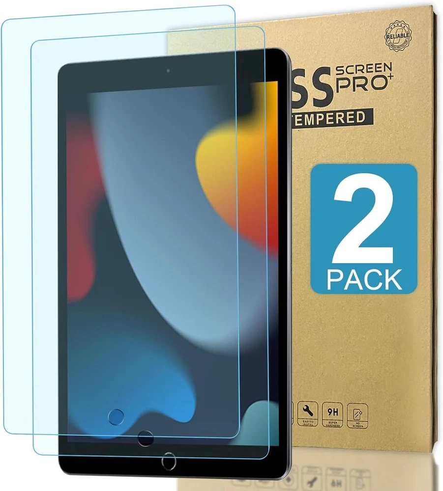 2 vnt. – patobulintas 9h grūdintas stiklas ir anti-mėlynas light (2 in 1) ekrano apsauga, skirta ipad 10.2 inch planšetiniam kompiuteriui 9/8/7, grūdinto stiklo ekrano apsauga su 9h kietumu, be burbuliukų, atspari įbrėžimams