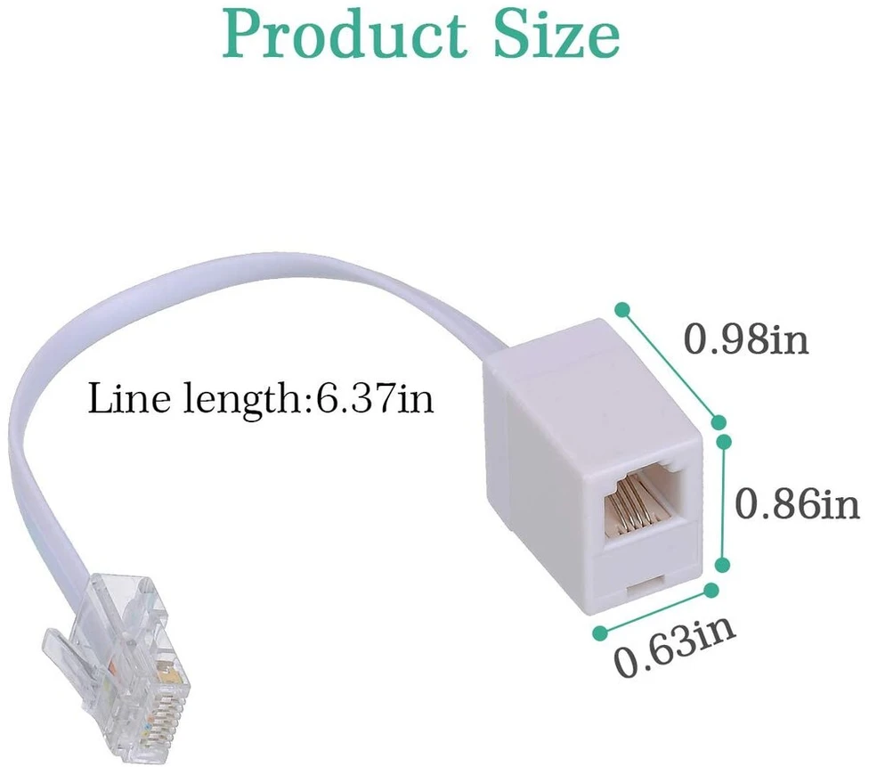 2 vnt. Rj45 į Rj11 adapteriai, baltas tinklo prievadas į telefono jungtį