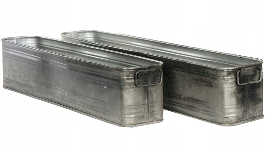 2 vnt. Skandi.pl loft Metaliniai sidabro spalvos pailgi vazonai Luke