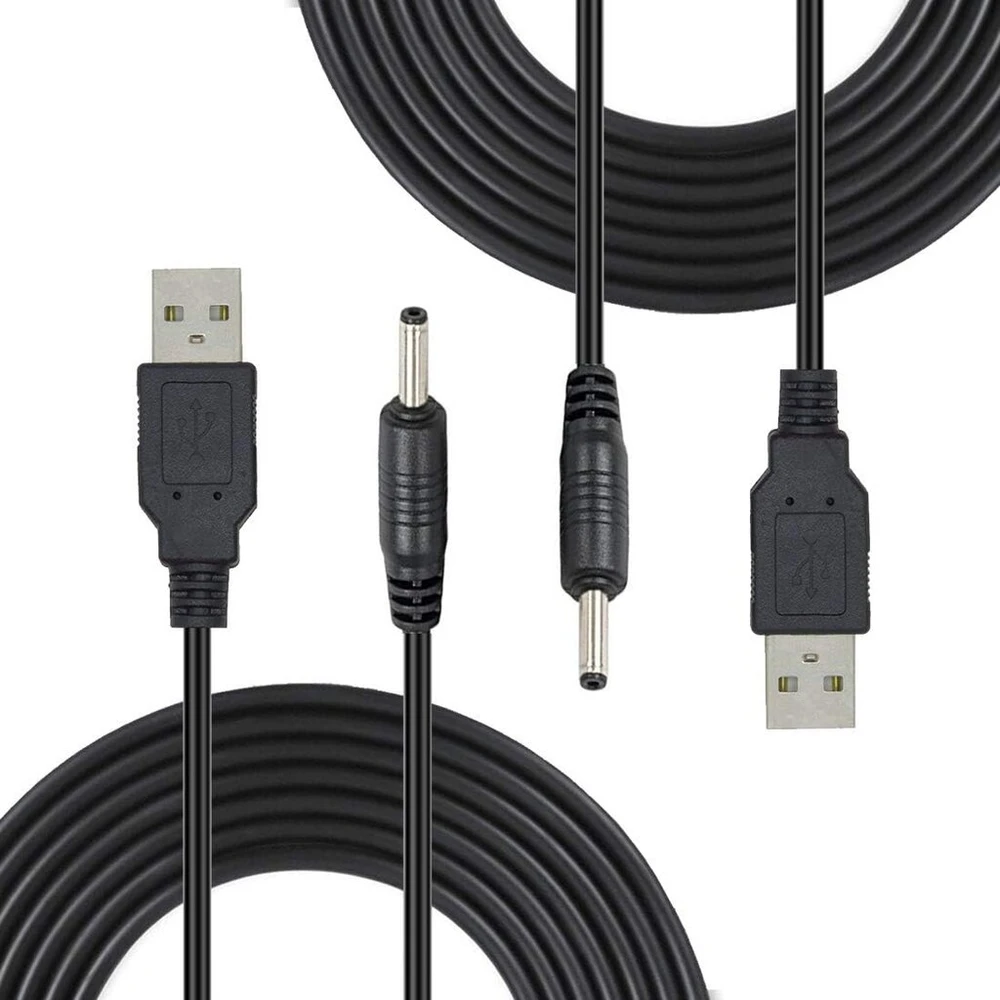 2 vnt. Usb A į Dc 1.35x3.5 mm maitinimo kabeliai, 1.5 m, juodi