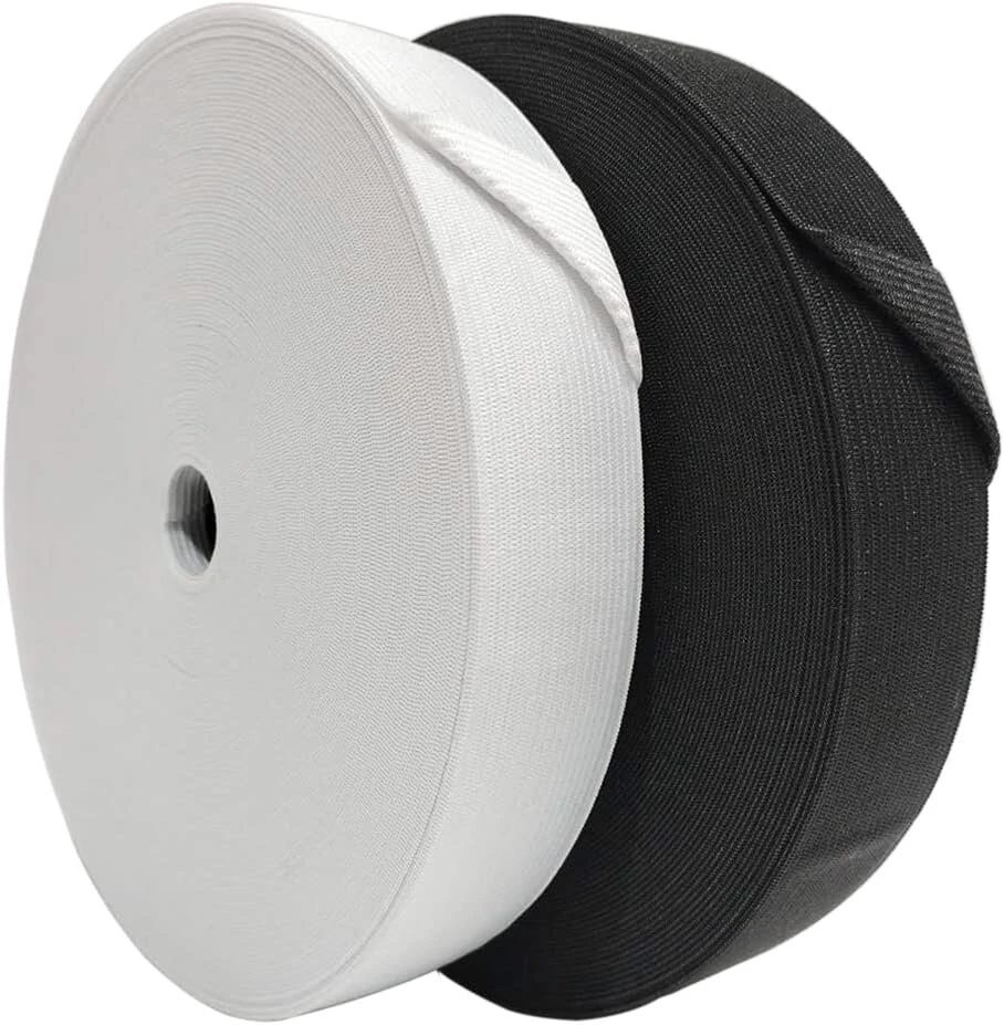 2 x 25 metrų / 2 x 20 mm elastinė juosta siuvimui, pasirinkite spalvą ir storį, elastinė juosta siuvimui, elastinė juosta drabužiams ir rankdarbiams, elastinė juosta siuvimui, balta arba juoda
