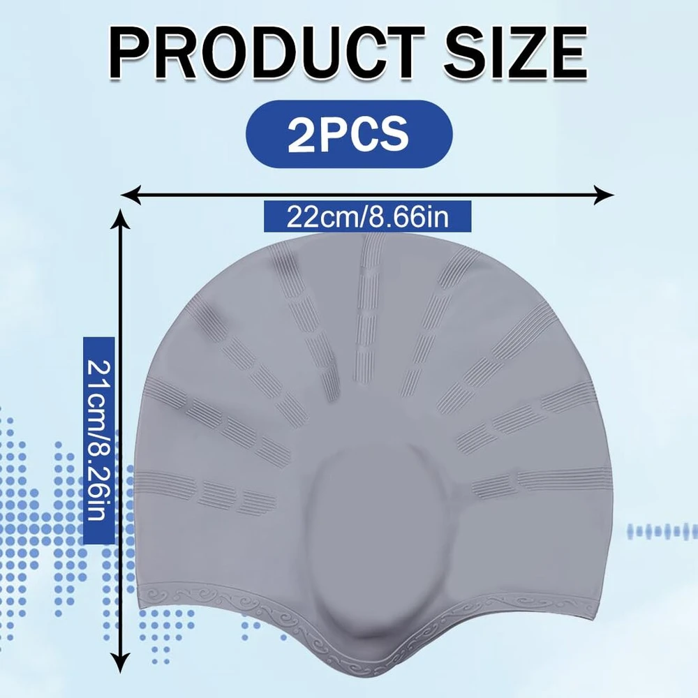 2 x 3d silikoninė plaukimo kepuraitė moterims, vyrams, suaugusiems ir vaikams - juoda + pilka | minkšta ir neslystanti plaukimo kepuraitė | idealiai tinka profesionaliems plaukikams ir pradedantiesiems