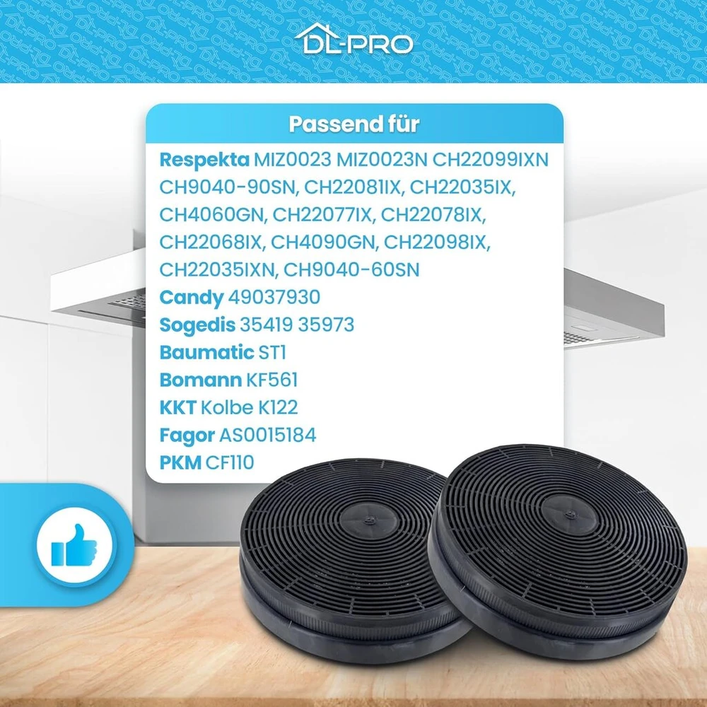 2 x Aktyvintos anglies filtrai gaubtui Respekta Miz0023, Bomann Kf561