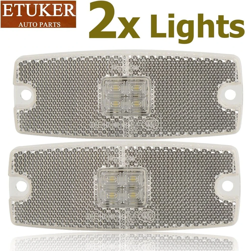 2 x Balti Led Posūkių Žibintai Priekiniai 10-30v Vandeniui Atsparūs