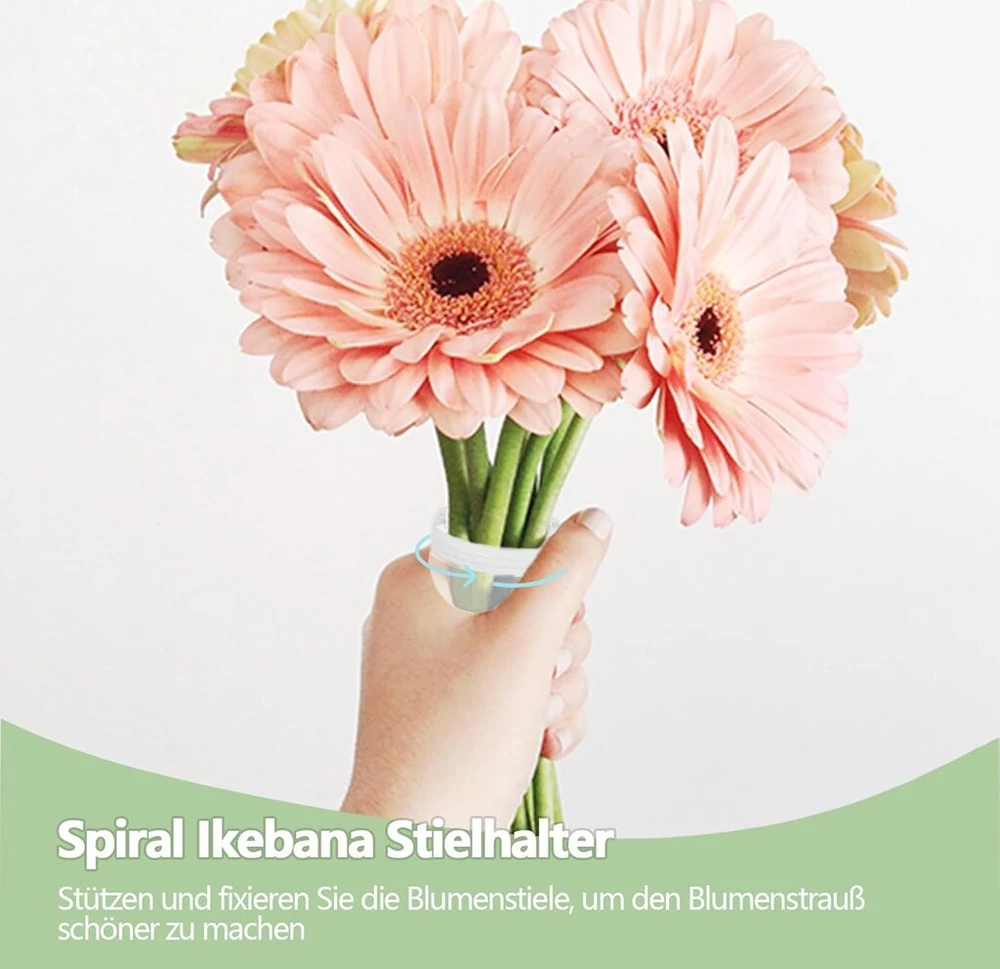 2 x gėlių stiebų laikiklis, spiralinis Ikebana stiebų laikiklis, gėlių kompozicijų spiralinis stiebų laikiklis vazoms, Hanataba gėlių laikiklis, Ikebana puokštės suktuvas, „pasidaryk pats“ puokštės suktuvas, stiebų laikiklis gėlėms