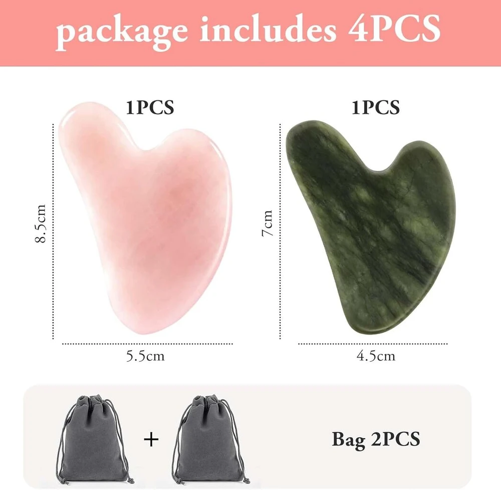 2 x gua sha akmuo, gua sha, guasha, gua sha akmuo, su 2 x velvetiniu maišeliu, veido masažas, gua, guasha akmuo, nefrito akmuo, gua sha rožinis kvarcas, gua sha rinkinys, veido akmuo, veido masažo akmuo