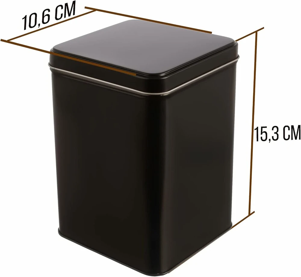 2 x Juodi metaliniai arbatos/kavos indeliai, 400g talpos, sukraunami