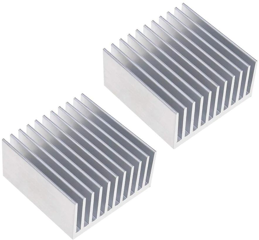 2 x sidabrinis aliuminio radiatorius 40 mm x 40 mm x 20 mm