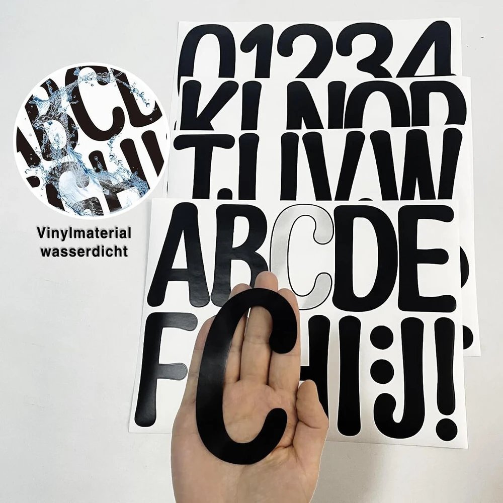 20 lapų raidžių lipdukų, 240 lipdukų rinkinys, lipnios vinilinės raidės ir skaičiai, skirti pašto dėžutėms, numerių etiketėms, "pasidaryk pats" menui, lipdukai ženklams, sąsiuviniams (juodi)