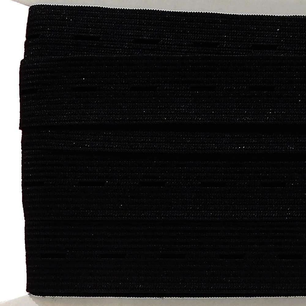 20 m elastinė guma su kilpelėmis 20 mm pločio elastinė juosta su kilpelėmis elastinė siuvimo juosta siuvimui, juoda, (332, 20 mm x 20 m)