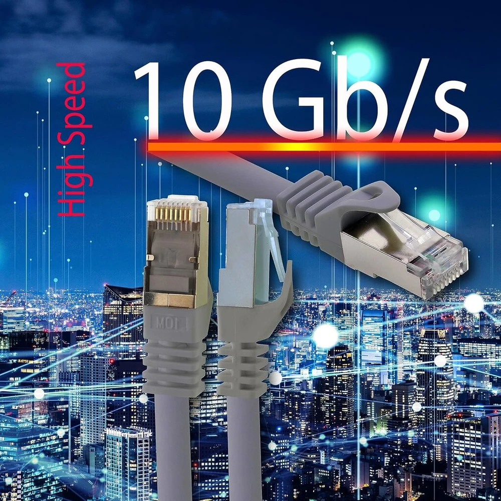 20 m pilkas Cat.7 tinklo kabelis Lan Ethernet patch kabelis S-ftp Lszh Pimf 10gb s Rj45 kištukas Cat6a