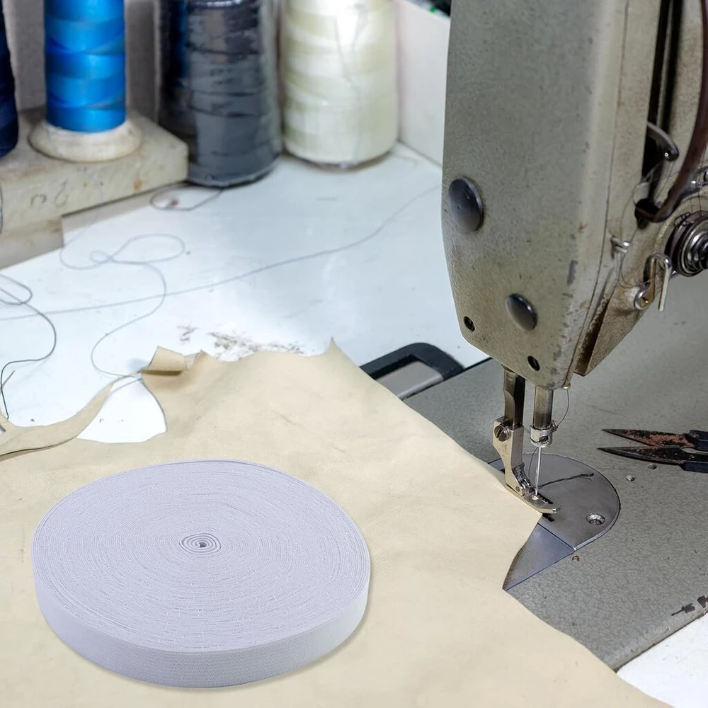 20 m x 20 mm juoda balta elastinė juosta, plati elastinė juosta siuvimui, dvi elastinės juostos, juoda, apvado juosta juosmeniui, elastinės juostos siuvimui, audinio juosta siuvimui buitiniams "pasidaryk pats" amatams
