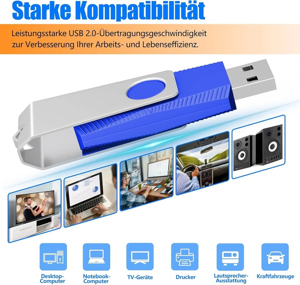20 vnt. 128 Mb Usb atmintinės, skirtingų spalvų, su sukimu
