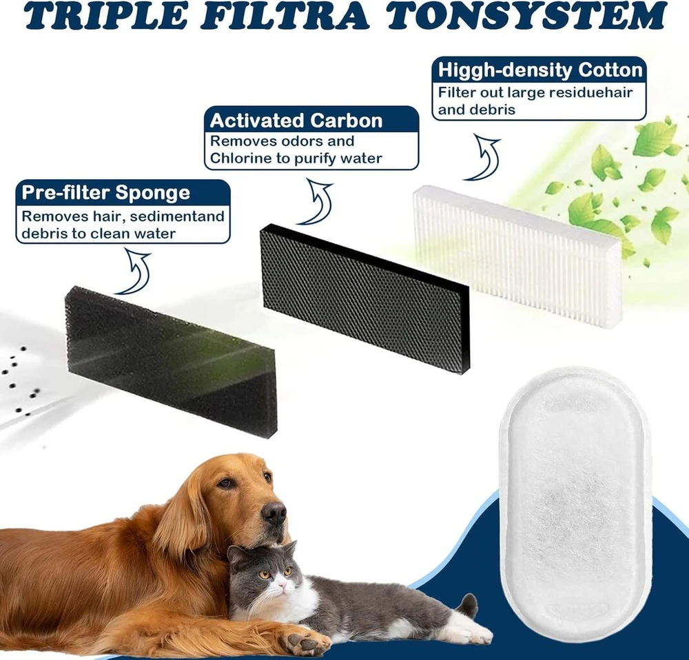 20 vnt. kačių fontano filtrų geriamajam fontanui, nerūdijančio plieno putų filtras + aktyvintos anglies filtras, geriamasis fontanas katei, kačių fontanas, anglies filtras, trigubo filtravimo filtras