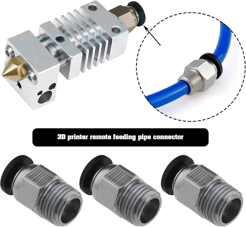 20 vnt. Pc4-m10 tiesių pneumatinių Ptfe vamzdelių jungčių rinkinys, stūmoklinė jungtis, suderinama su E3d V6 tolimojo atstumo šlifavimo ekstruderiu 3d spausdintuvu