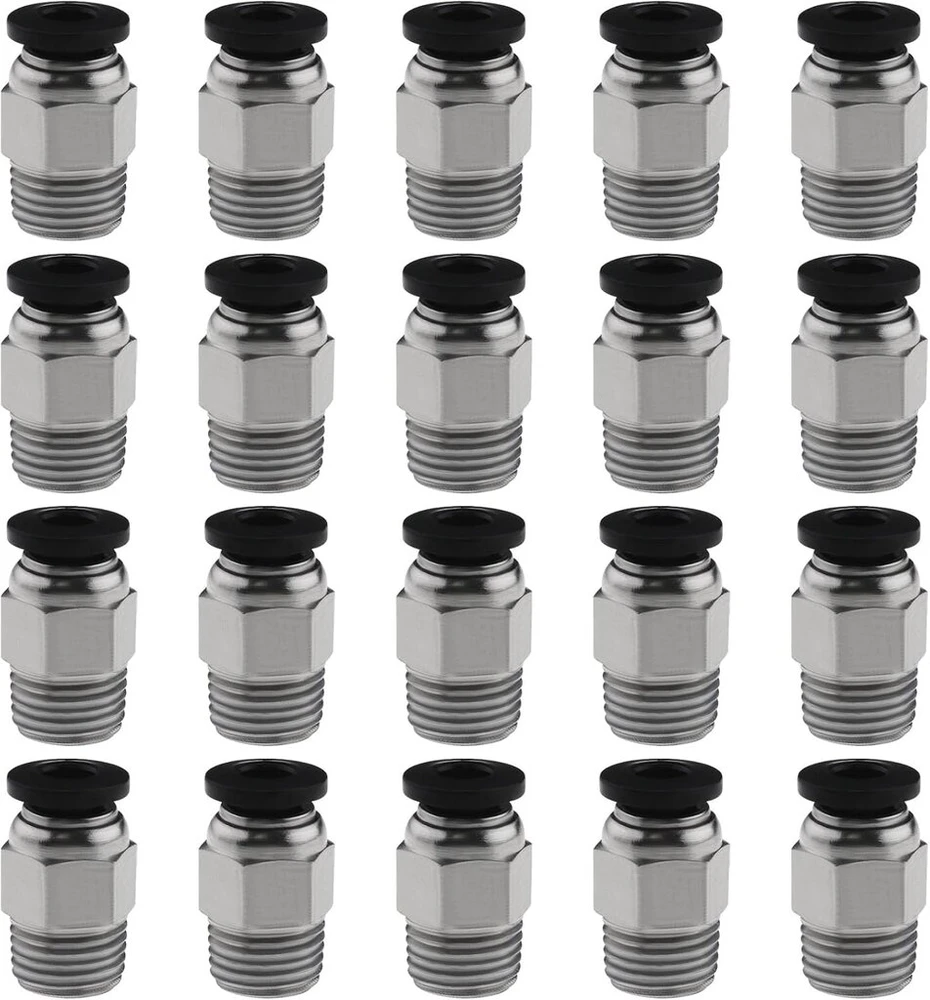 20 vnt. Pc4-m10 tiesių pneumatinių Ptfe vamzdelių jungčių rinkinys, stūmoklinė jungtis, suderinama su E3d V6 tolimojo atstumo šlifavimo ekstruderiu 3d spausdintuvu