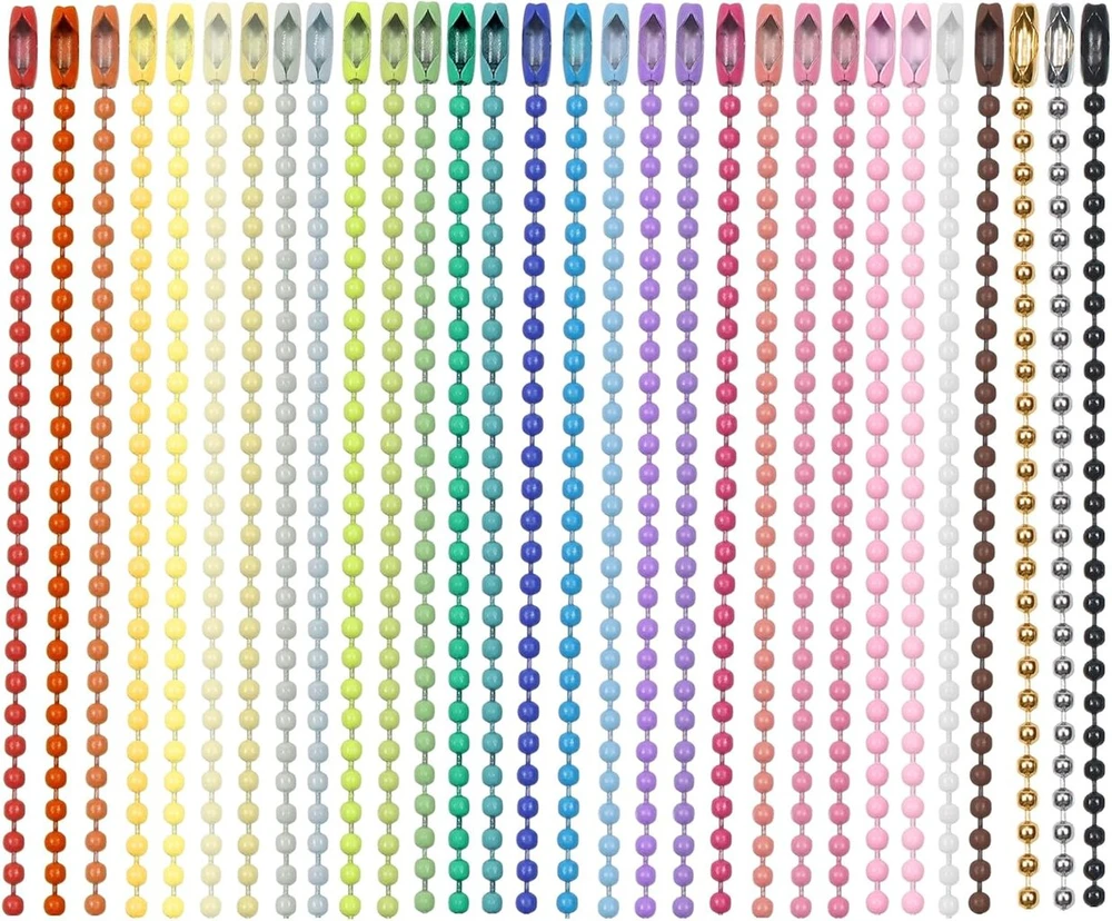 200 vnt. 10 cm rutulinės grandinėlės, nerūdijančio plieno, 2.4 mm diametras