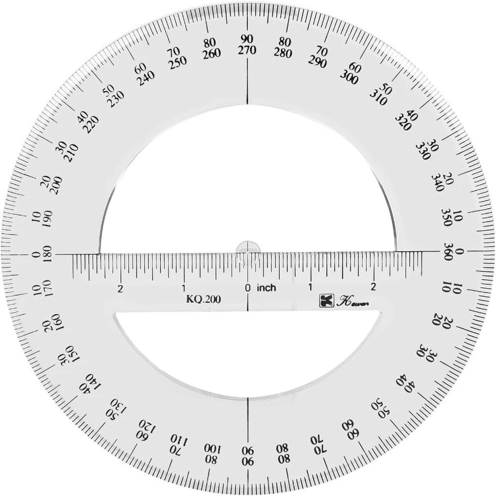 20cm Apvalus kampainis 360 laipsnių plastikinis matavimo įrankis