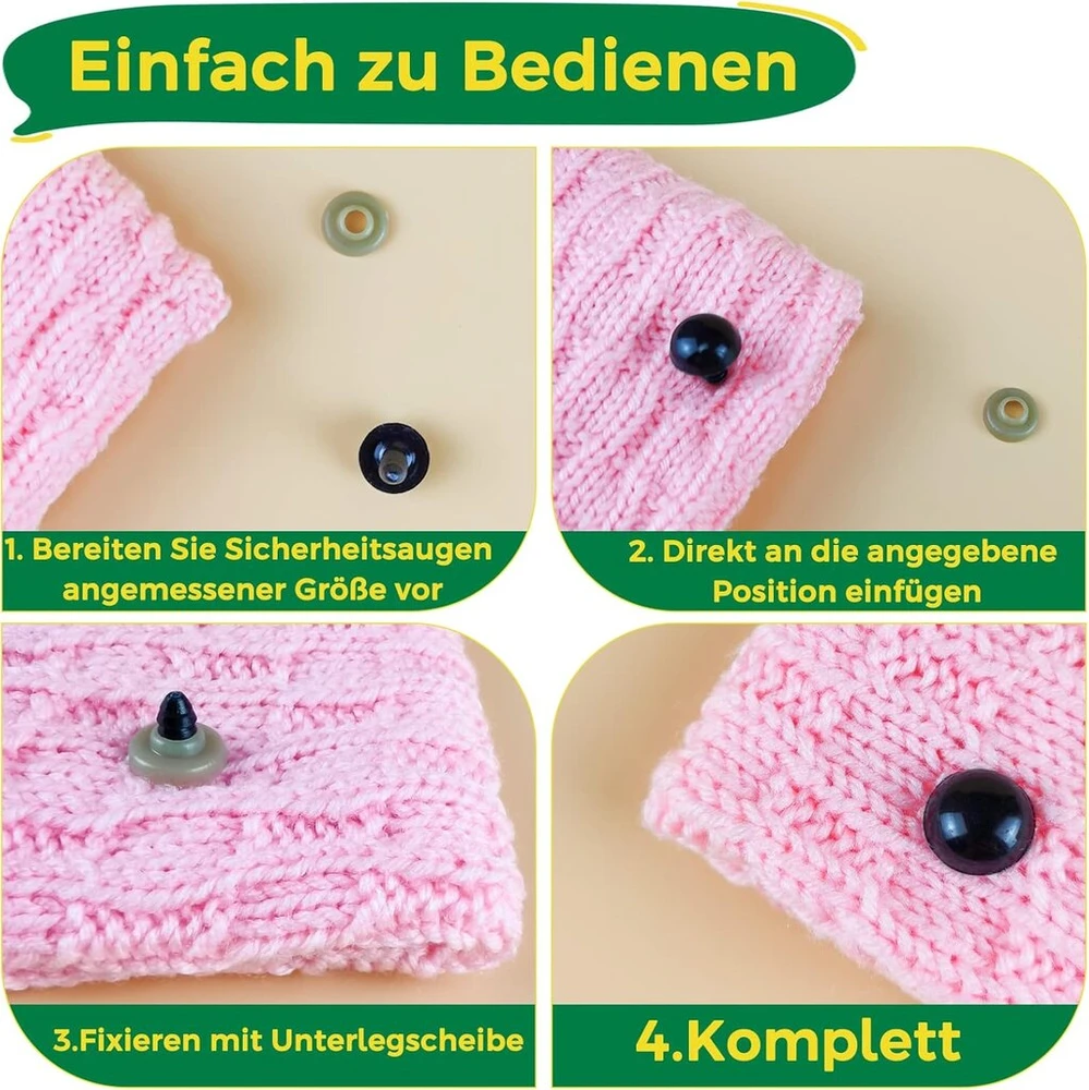 220 Vnt. Amigurumi Akių Kroketui, 5-12 mm, Su Tvirtinimais