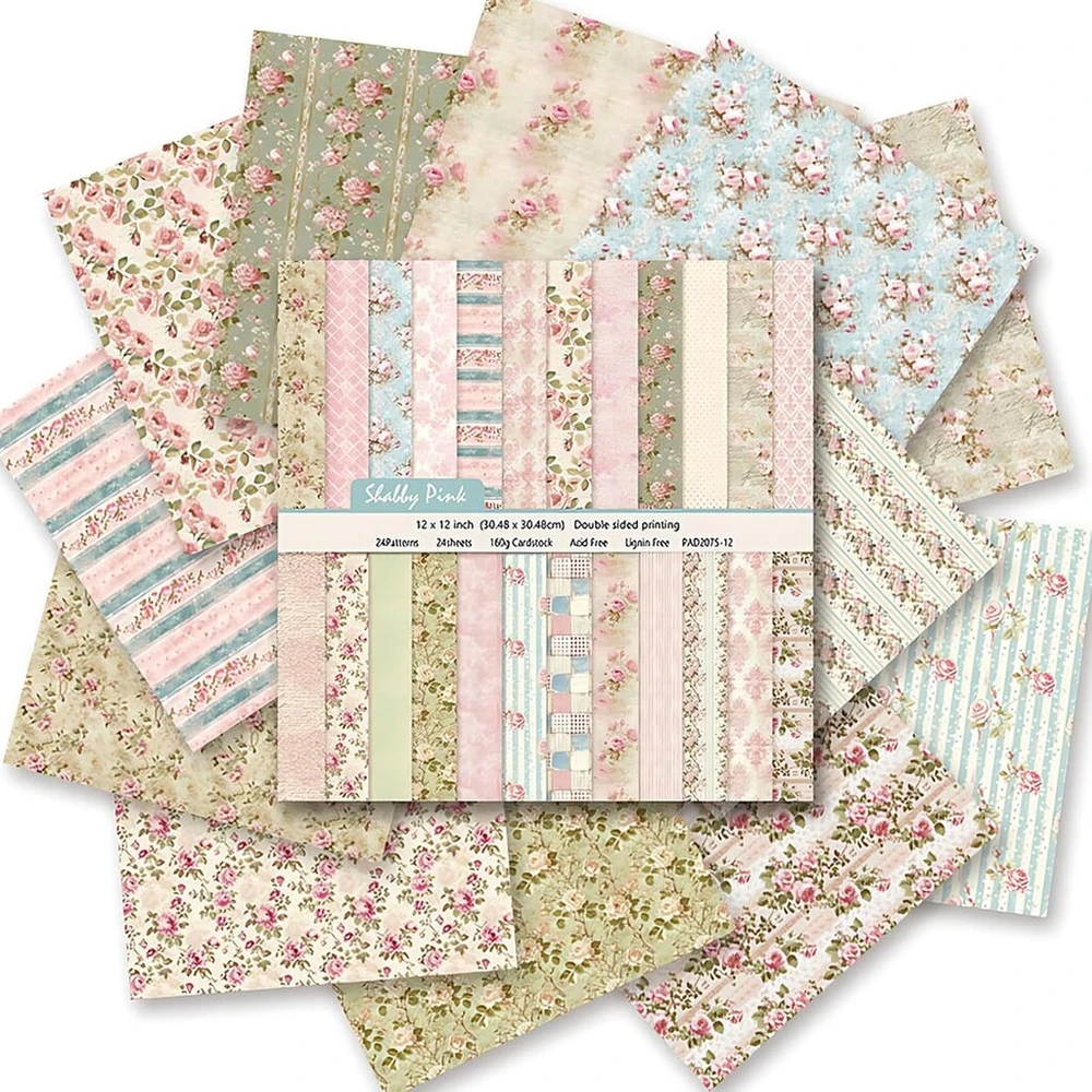 24 lapai scrapbook popieriaus, 24 dizainai, dvipusis dekoratyvinis popierius, gėlių raštas, rankdarbių popierius, dekupažo popierius, scrapbook rankdarbių popierius "pasidaryk pats" albumams, kulkų žurnalams (a, 30,5 x 30,5 cm)