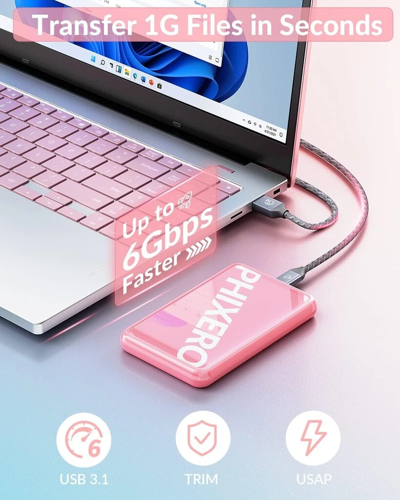 Kietasis diskas 2.5 colių standžiojo disko dėklas, Phixero 6 gbps usb c 3.1 gen 1 įrankių nereikalaujantis išorinis ssd dėklas, skirtas 2.5 colio sata ssd ir hdd, kurių aukštis 9.5 mm / 7 mm, palaikomas uasp, sata dėklas su usb c 3.1 laidu