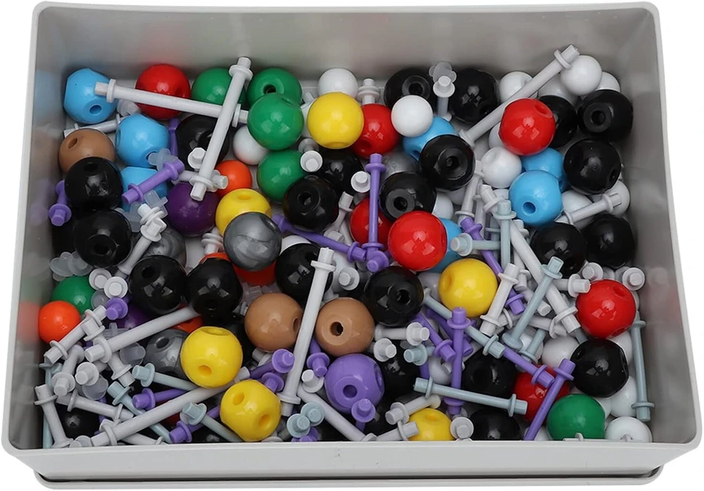 267 dalių molekulinių modelių rinkinys organinėms ir neorganinėms struktūroms su aplinkai nekenksmingu plastiku chemijos pamokoms ir laboratorijai
