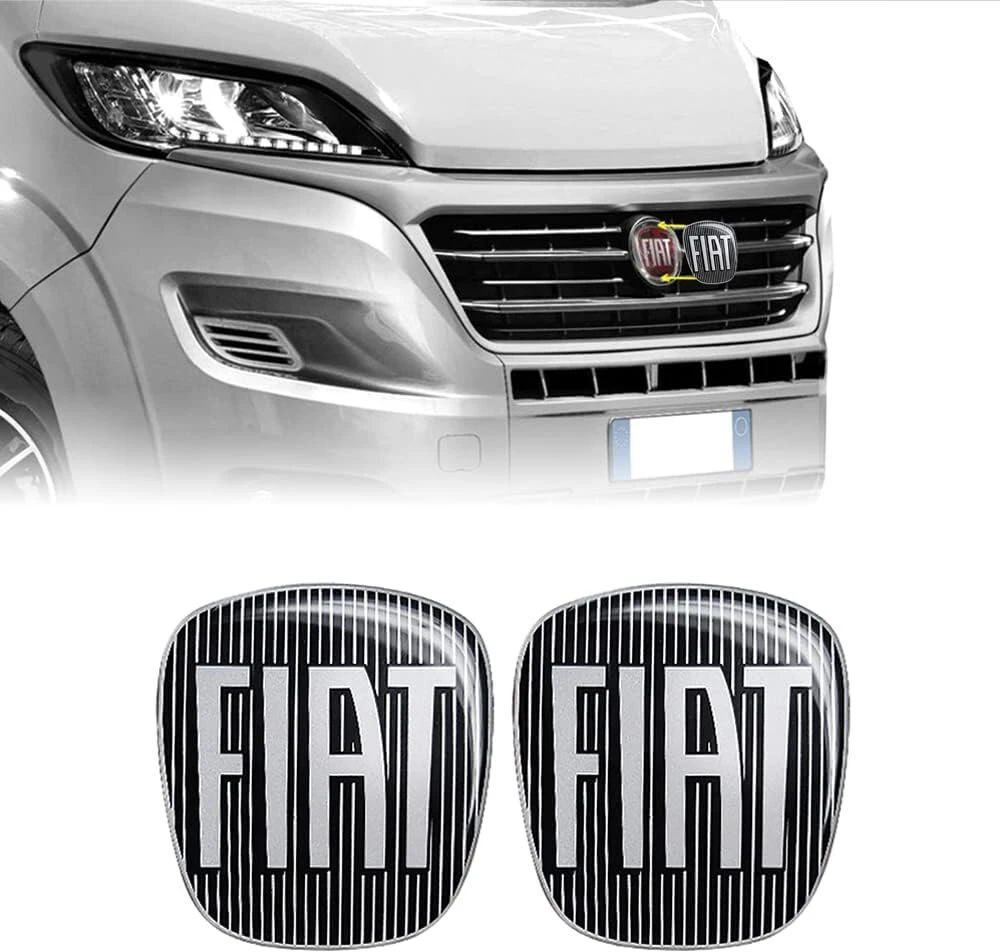 2x Fiat 3d Logotipo Lipdukai - Juodi - Priekis/galis - 90x81mm