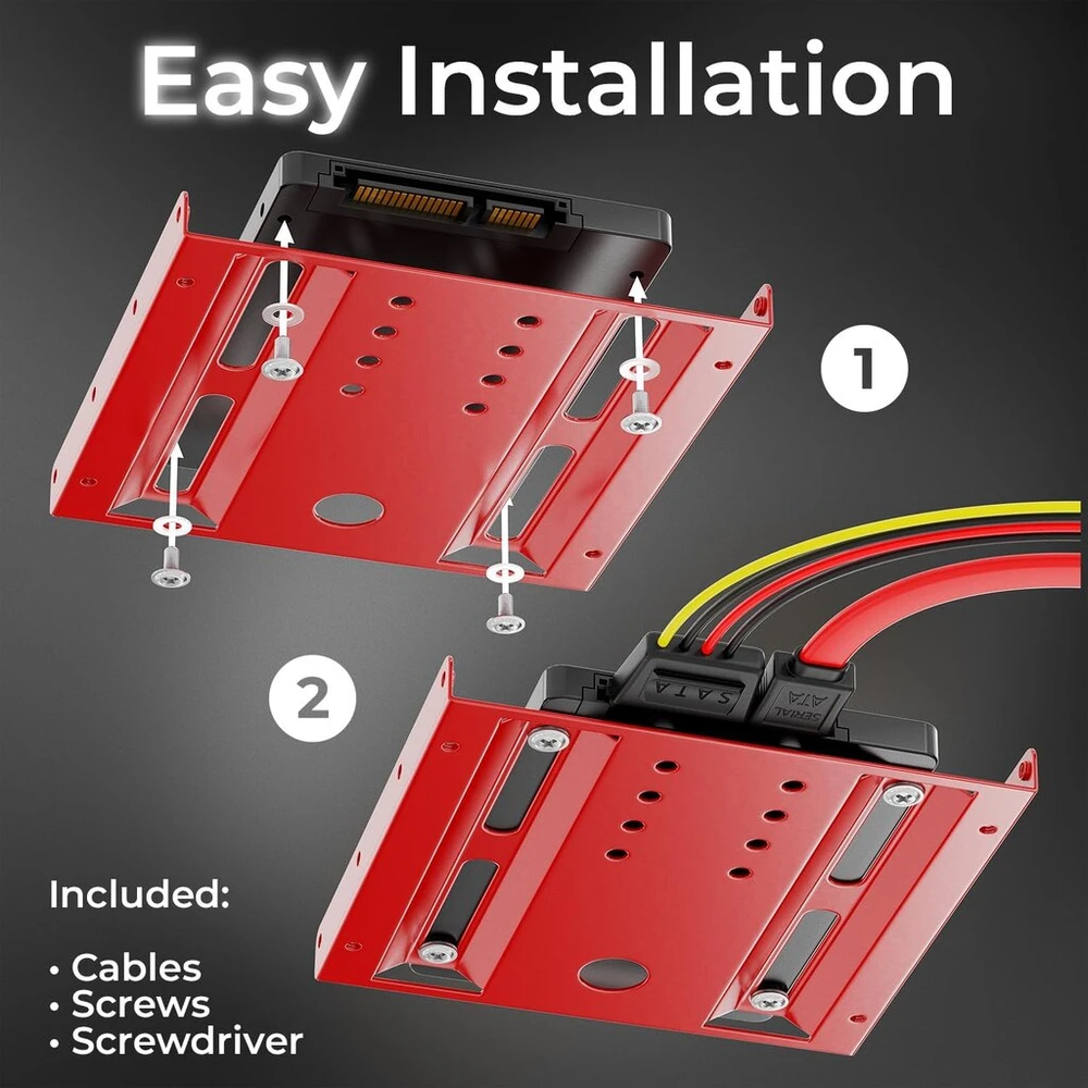 2x Montavimo Rėmelis 2.5" Ssd/hdd į 3.5" Adapteris Raudonas