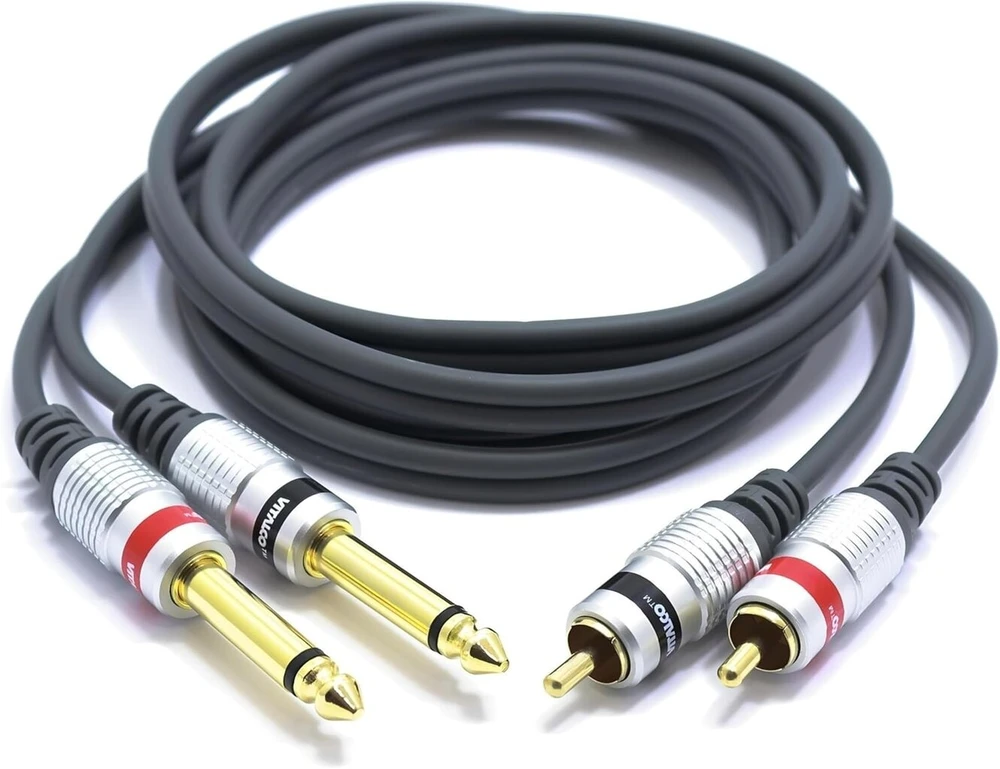 2x Rca į 6.3 mm Jack kabelis, 1.5 m, stereo garso adapteris