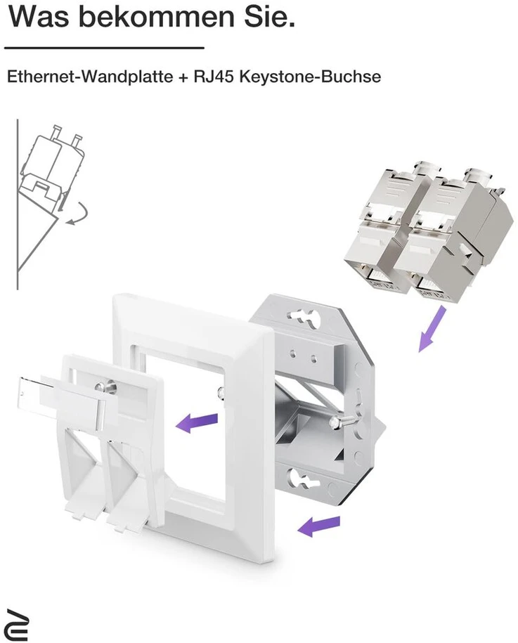 Šakotuvas 2x Vcelink Keystone Lizdai Cat7/6a Moduliai, Pilnai Ekranuoti Rj45
