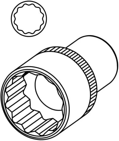 3/4" 12-kampė galvutė, trumpa, 42 mm